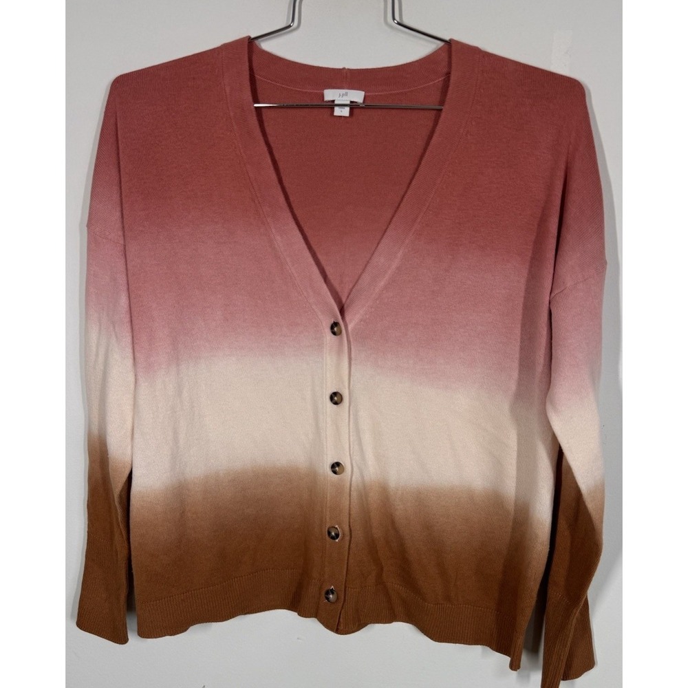 J Jill Ombré Thin Cotton Blend Cardigan Sweater Women's L  Fall Festival Layers